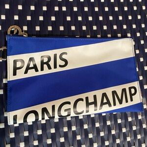 Longchamp Blue and White Cosmetic Bag